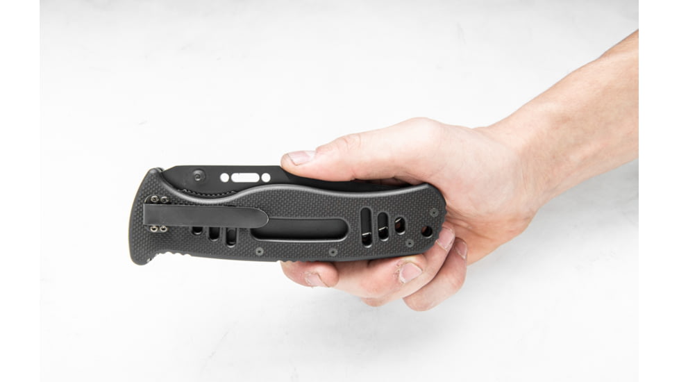 TOPS Knives CQT Magnum 747 Folding Knive, 4.5 in, Hunter, Black Teflon Finish, Black G10 Handle, CQT-M747