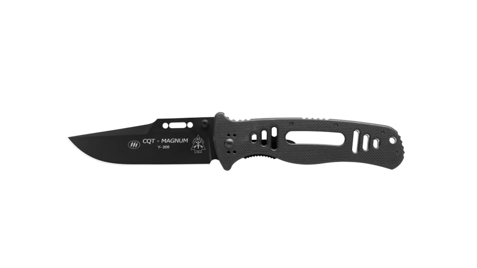 TOPS Knives CQT Magnum 747 Folding Knive, 4.5 in, Hunter, Black Teflon Finish, Black G10 Handle, CQT-M747