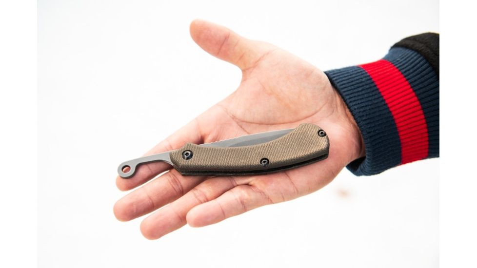 TOPS Knives Tac-Raze 2 Folding Knife by Leo Espinoza, 3.13 in Blade, Green Canvas Micarta Handle, TRAZ-05