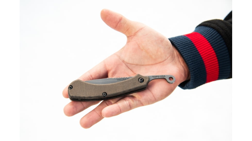 TOPS Knives Tac-Raze 2 Folding Knife by Leo Espinoza, 3.13 in Blade, Green Canvas Micarta Handle, TRAZ-05