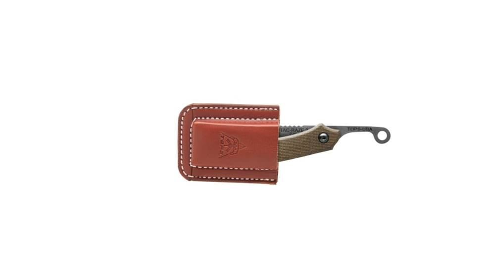 TOPS Knives Tac-Raze 2 Folding Knife by Leo Espinoza, 3.13 in Blade, Green Canvas Micarta Handle, TRAZ-05