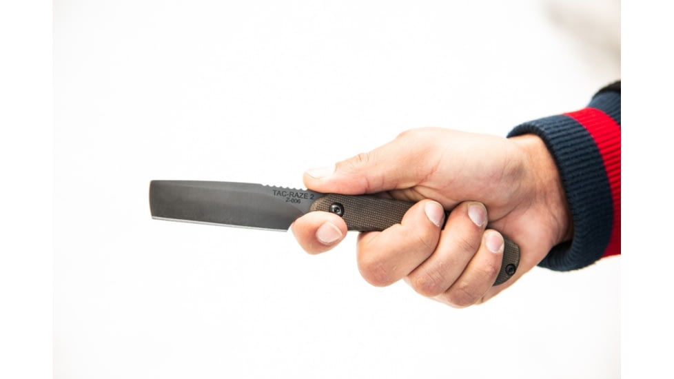 TOPS Knives Tac-Raze 2 Folding Knife by Leo Espinoza, 3.13 in Blade, Green Canvas Micarta Handle, TRAZ-05