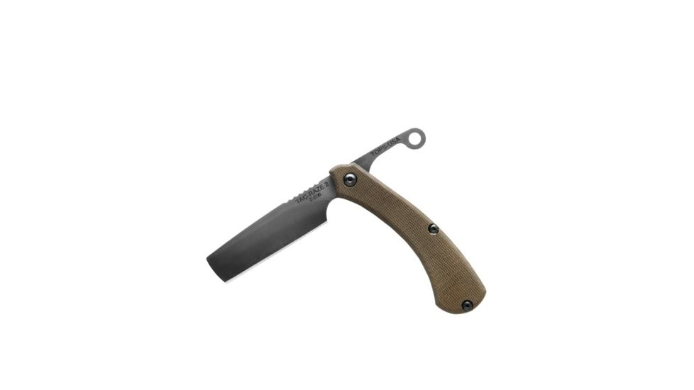 TOPS Knives Tac-Raze 2 Folding Knife by Leo Espinoza, 3.13 in Blade, Green Canvas Micarta Handle, TRAZ-05