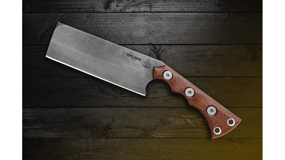 TOPS Knives TOPS Nata Fixed Blade Knife, 6.50in, Acid Rain, Black Canvas/Brown Burlap Micarta TNAT-02