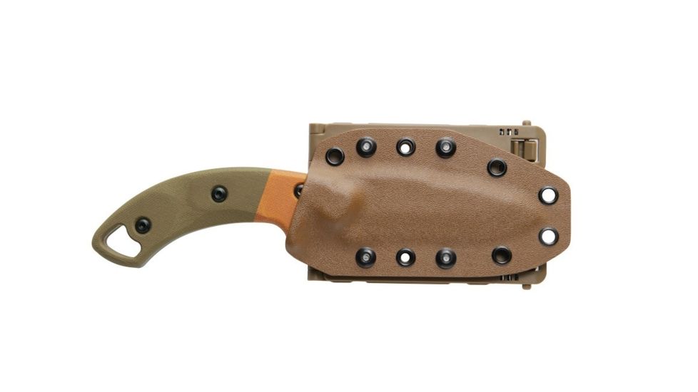 TOPS Knives VTAC Crusader Fixed Knife, 3.63in, 1095 RC 56-58 Steel, Drop Point Blade, Tan/Green Canvas Micarta Handle VTAC-02