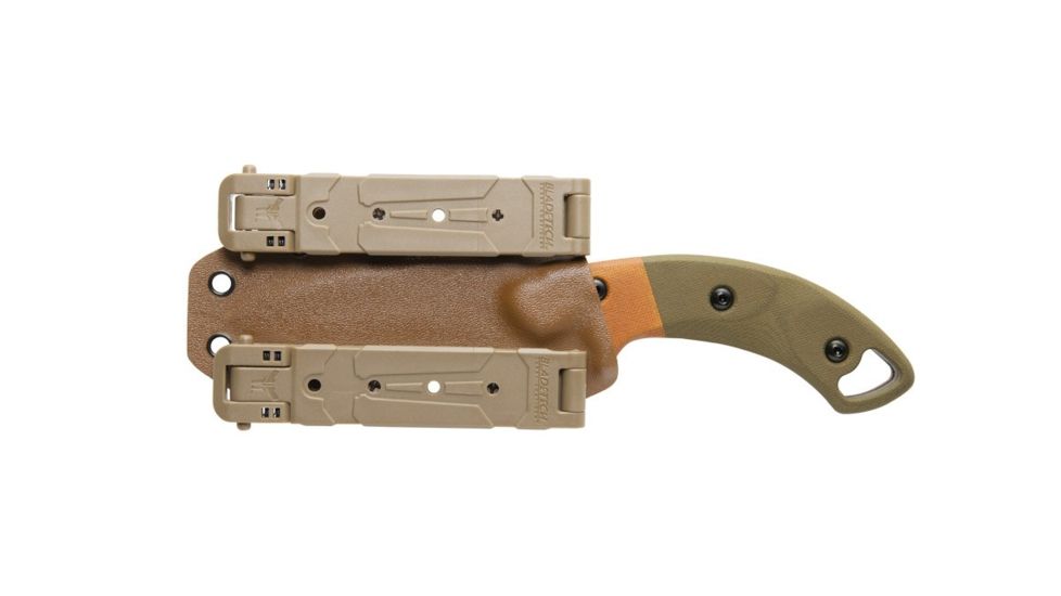 TOPS Knives VTAC Crusader Fixed Knife, 3.63in, 1095 RC 56-58 Steel, Drop Point Blade, Tan/Green Canvas Micarta Handle VTAC-02