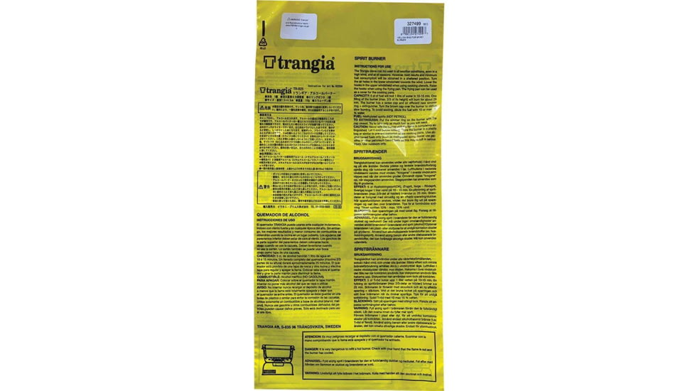 Trangia Plastic Yellow Spirit Burn Bag 999000