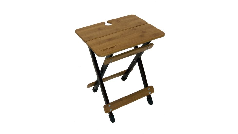Travel Chair Side Kanpai Bamboo Table w/ Wine Glass Holder, Bamboo 2689KP