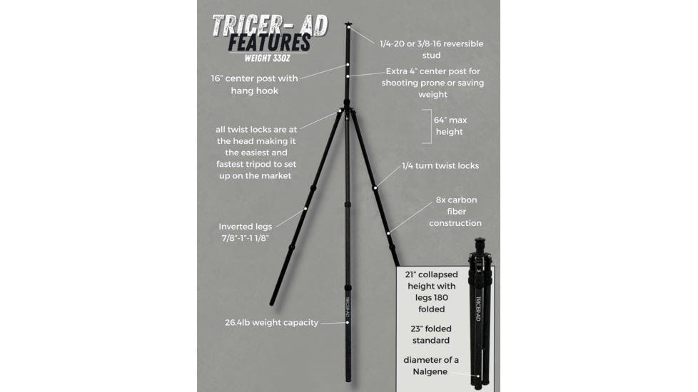 Tricer AD Tripod, Black, AD - Tri - 1