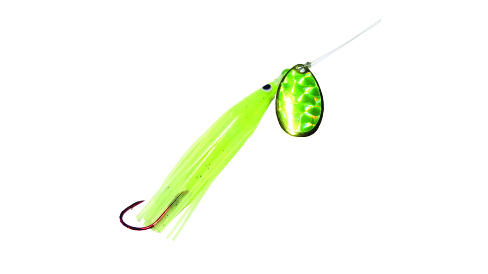 Trout Killer Snelled Trout Spinner, Number 3 Blade, Sz 4 Red Octopus Hook, Chartreuse/Glow, TK Glow-Chart 3