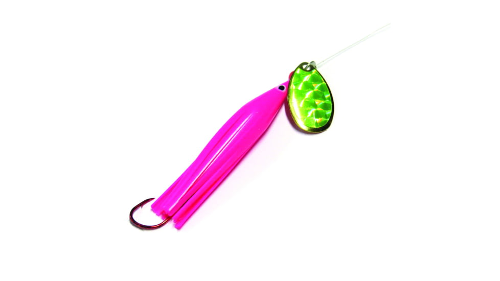 Trout Killer Snelled Trout Spinner, Number 3 Blade, Sz 4 Red Octopus Hook, Chartreuse/Pink, TK Pink-Chart 3