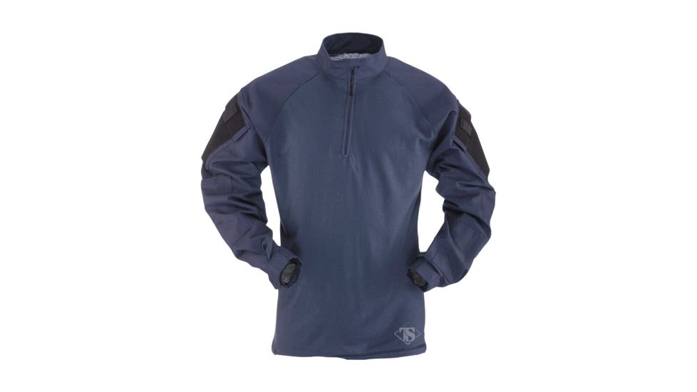 Tru-Spec 1/4 Zip Tactical Response Combat Shirt 50/50 Nylon/Cotton Rip-Stop, Navy/Navy, 2XLarge Regular 2549007