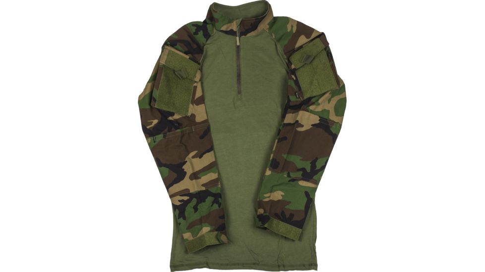 Tru-Spec 1/4 Zip Tactical Response Combat Shirt 50/50 Nylon/Cotton Rip-Stop, Woodland/Olive Drab, Medium Long 2545024