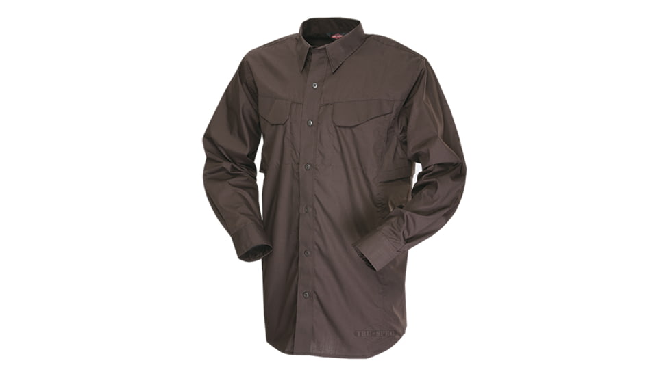 Tru-Spec 24-7 Ultralight LS Field Shirt 65/35 Poly/Cotton Rip-Stop, Brown, XLarge Long 1227026