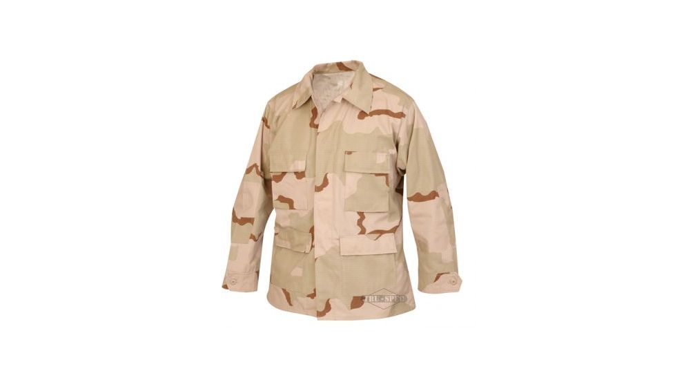 TRU-SPEC Nylon-Cotton Ripstop BDU Jacket, Extra Large, Short, Desert 3-Color, 1279046