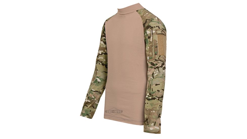 Tru-Spec T.R.U. Combat Shirt 50/50 Nylon/Cotton Rip-Stop, MultiCam/Coyote, XSmall Regular 2534002