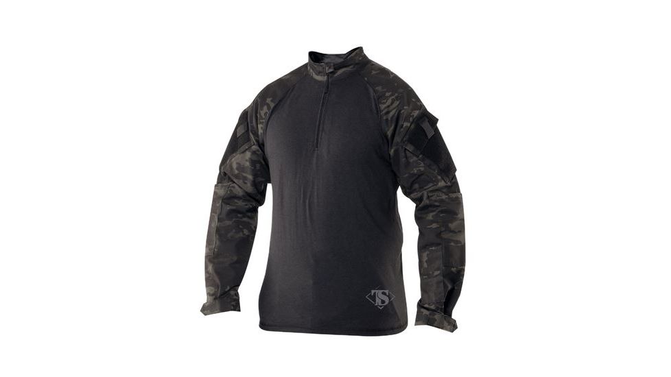 Tru-Spec 1/4 Zip Tactical Response Combat Shirt 50/50 Nylon/Cotton Rip-Stop, MultiCam Black, XLarge Long 2539026