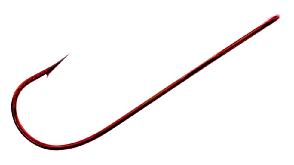 Tru-Turn Aberdeen Medium Wire Hook, Spear Point Non-Offset, Ringed Eye, Blood Red, Size 6, 7 Per Pack, 853ZS 6