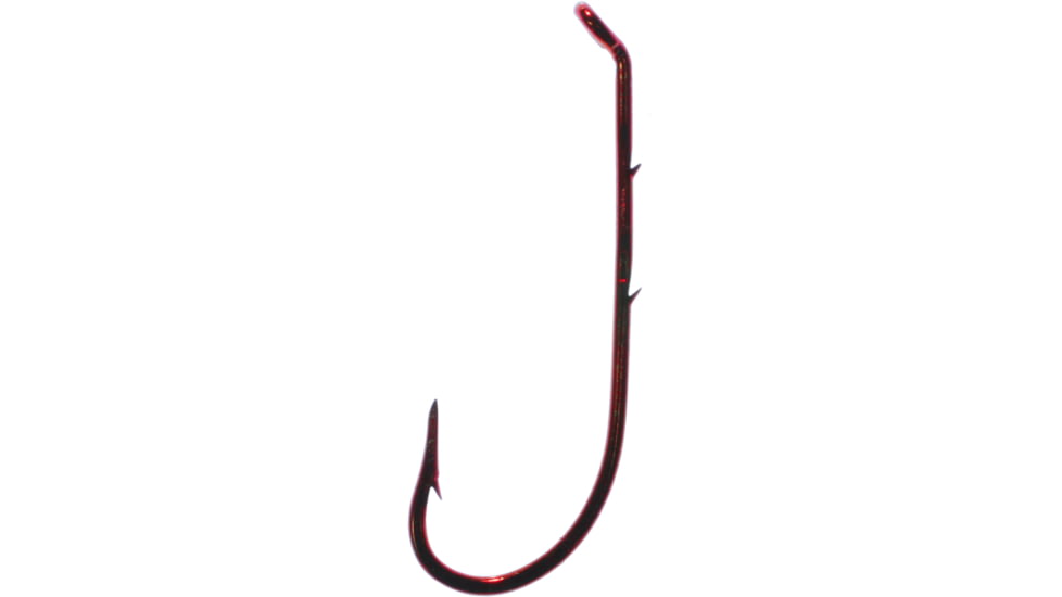 Tru-Turn Baitholder Hook, Spear Point, 2 Sliced Shank, Non-Offset, Down Eye, Blood Red, Size 10, 6 Per Pack, 303ZS-10