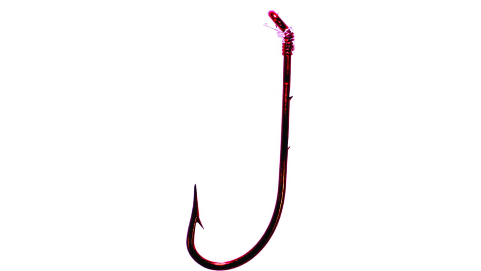 Tru-Turn Snelled Hook, Spear Point, Non-Offset Baitholder, Down Eye, Blood Red, Size 2, 5 Per Pack, 303G 2