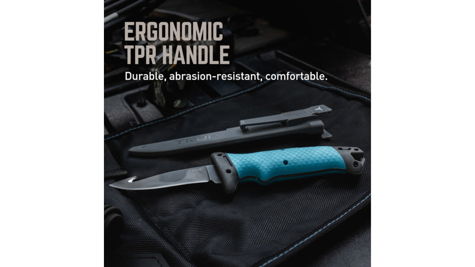 TRUE Hunt Processor Fixed Blade Knives Kit, 4/6/8/8 in, 5Cr13 Steel, Hunting, TPR Handle, Titanium Nitride, TRU-FXK-1001
