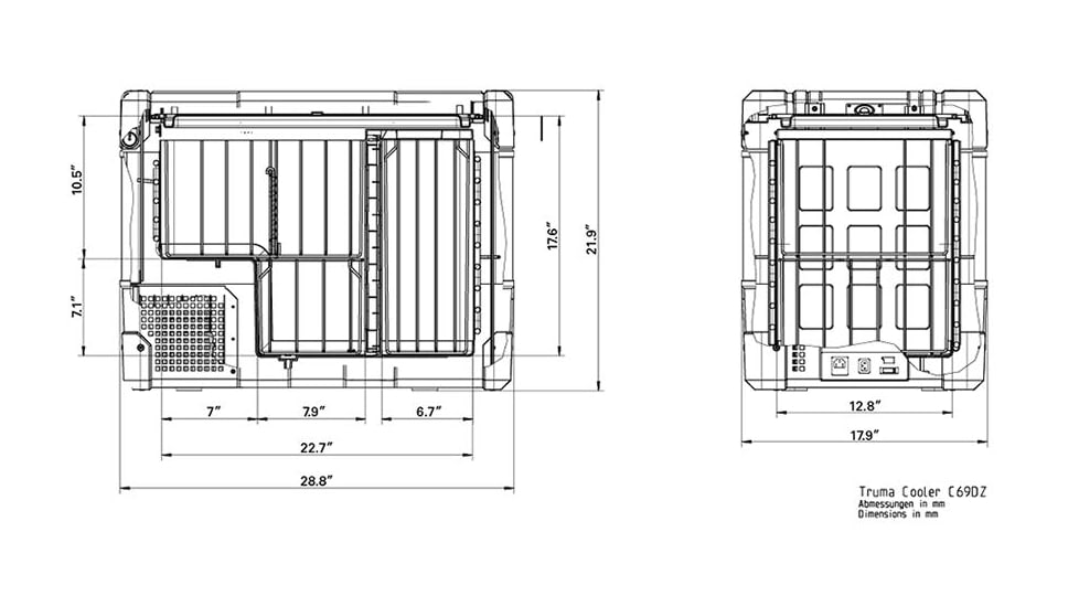 Truma Cooler C69 Dual Zone Portable Fridge/Freezer, Earth Green, 69 liter, 45105-01
