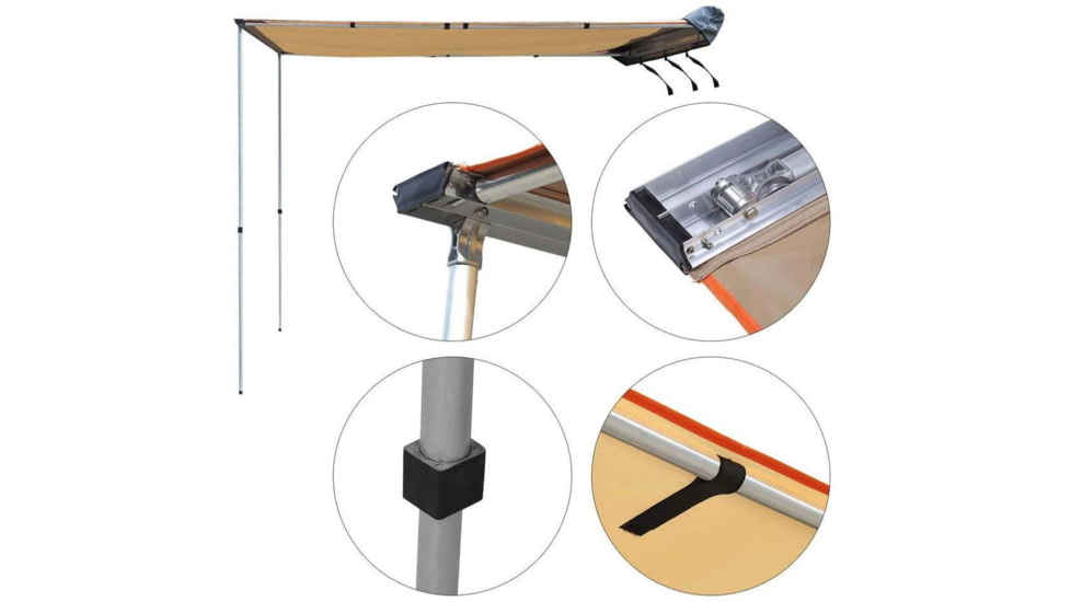 DEMO, TRUSTMADE Car Side Awning Rooftop Pull Out Tent Shelter, Beige, 6x6 ft, OR02AW01
