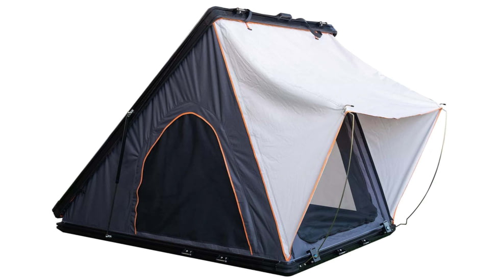 TRUSTMADE Luxurious Triangle Aluminium Hard Shell Light Rooftop Tent for Camping, Black/Grey, Open-82.7 x 49 x 59in, OR02RT03YZ-BlackGrey