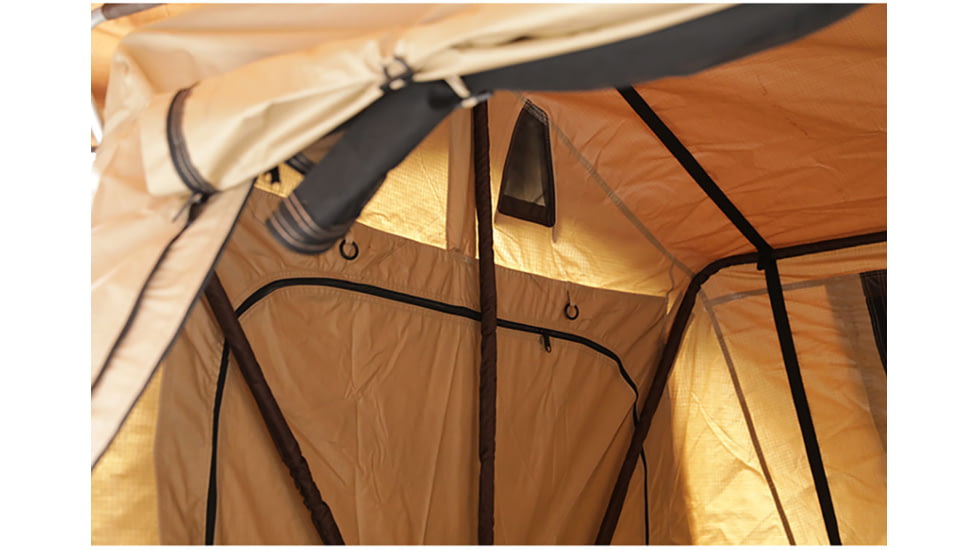 TRUSTMADE Rooftop Tent for Trailers or Big 4x4 Cars, Beige Cover/Orange Top, Open-122 x 74.8in x 51.2in, OR02RT02-SoftCoffee