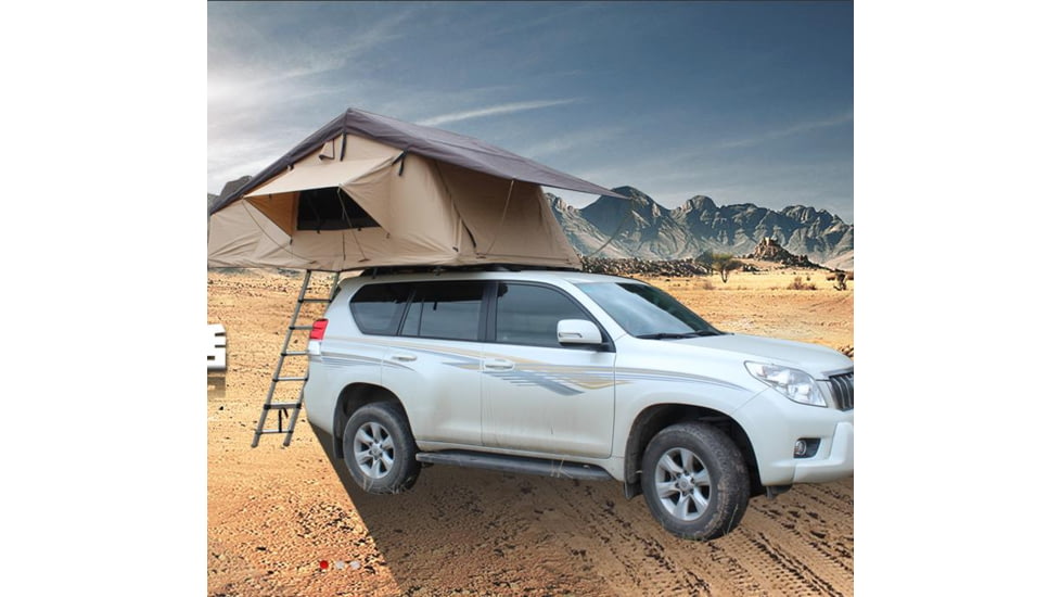 TRUSTMADE Rooftop Tent for Trailers or Big 4x4 Cars, Beige Cover/Orange Top, Open-122 x 74.8in x 51.2in, OR02RT02-SoftCoffee