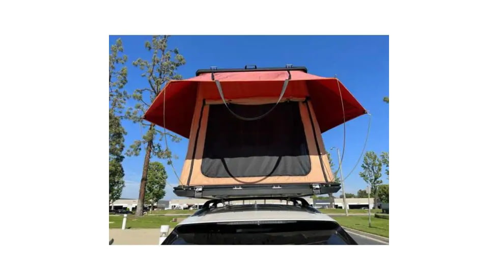 TRUSTMADE Scout Max Triangle Aluminum Car Rooftop Tent, Black and Beige, Medium, OR02RT05YZ-BlackBeige