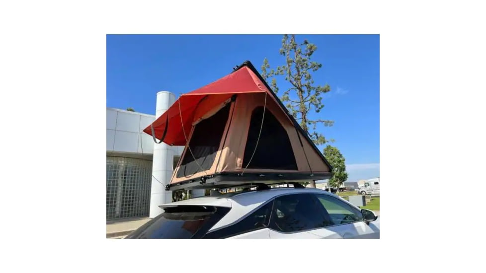 TRUSTMADE Scout Max Triangle Aluminum Car Rooftop Tent, Black and Beige, Medium, OR02RT05YZ-BlackBeige