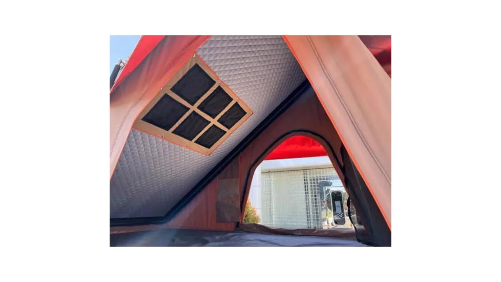 TRUSTMADE Scout Max Triangle Aluminum Car Rooftop Tent, Black and Beige, Medium, OR02RT05YZ-BlackBeige