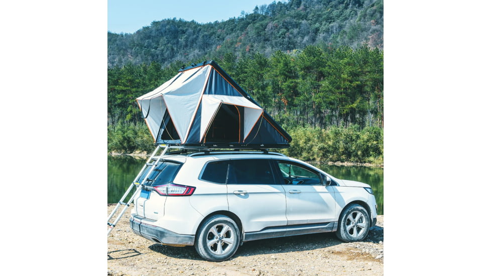 TRUSTMADE Scout Pro Triangle Aluminum Car Rooftop Tent, Black and Grey, Medium, OR02RT03-BlackGreyPro
