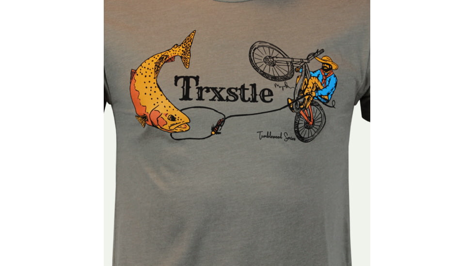 Trxstle, LLC Pedal Cowboy T-Shirt, Medium, Warm Grey, AP-TEE-PED-WAR-M