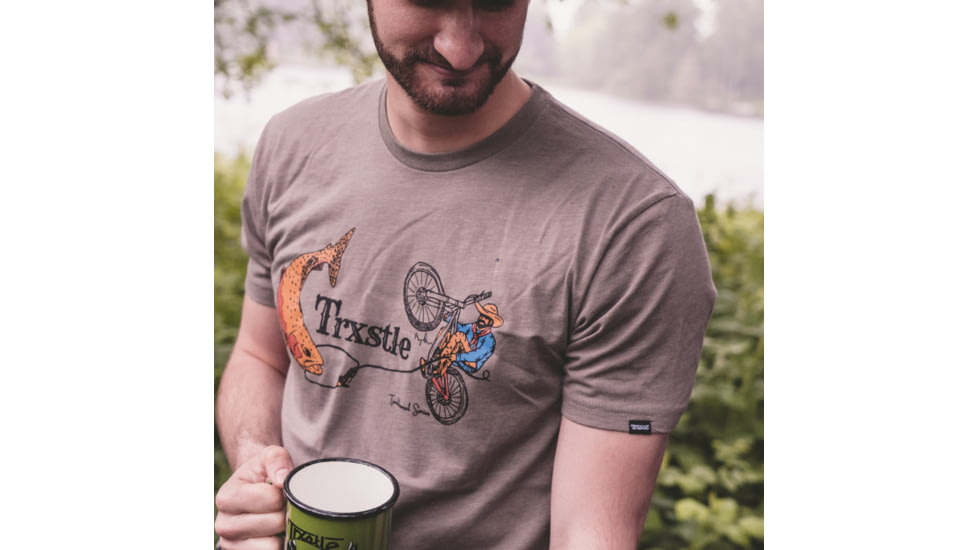 Trxstle, LLC Pedal Cowboy T-Shirt, Medium, Warm Grey, AP-TEE-PED-WAR-M