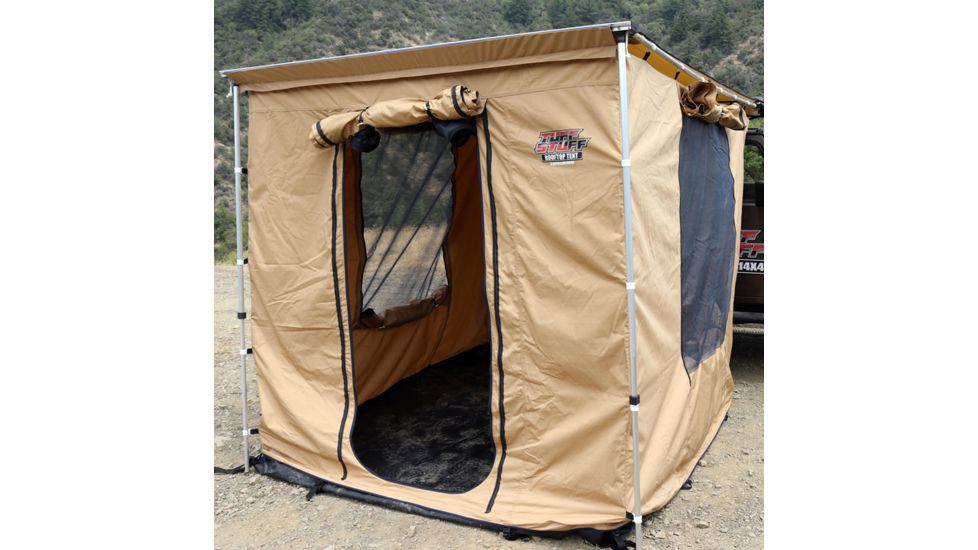 Tuff Stuff Overland Awning Camp Shelter Room w/ PVC Floor, 280G Material, 6.5 x 8 ft, Sand, NSN N, TS-AWN-CSR-280G