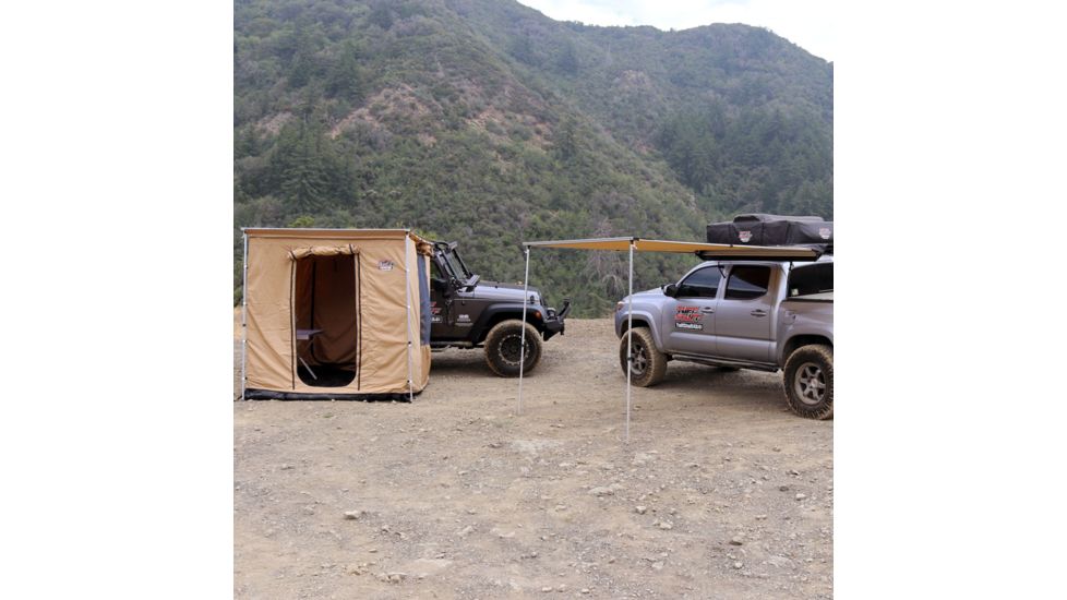 Tuff Stuff Overland Awning Camp Shelter Room w/ PVC Floor, 280G Material, 6.5 x 8 ft, Sand, NSN N, TS-AWN-CSR-280G