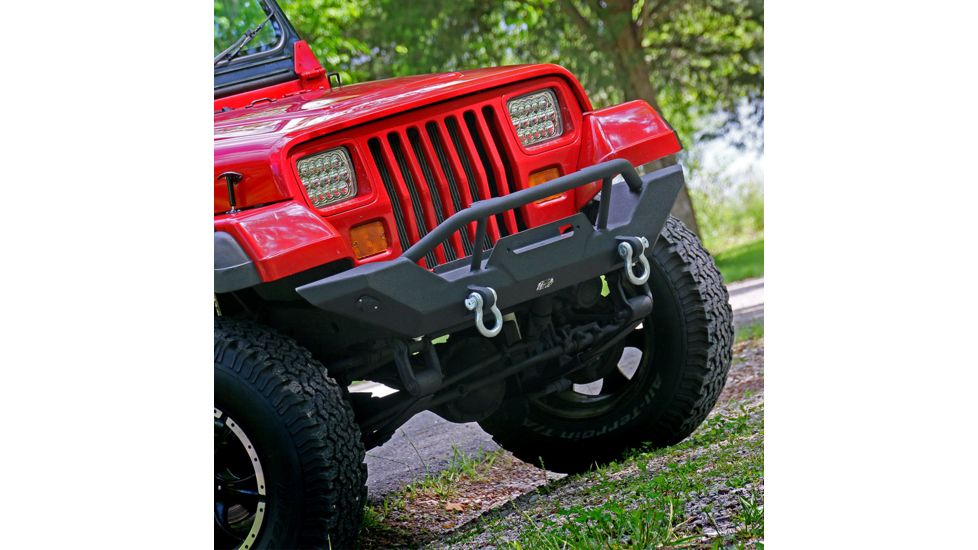 Tuff Stuff Overland Front Bumper w/ D-Rings for 87-06 Jeep Wrangler YJ/TJ, Matte, Black, NSN N, TS-FB-8706