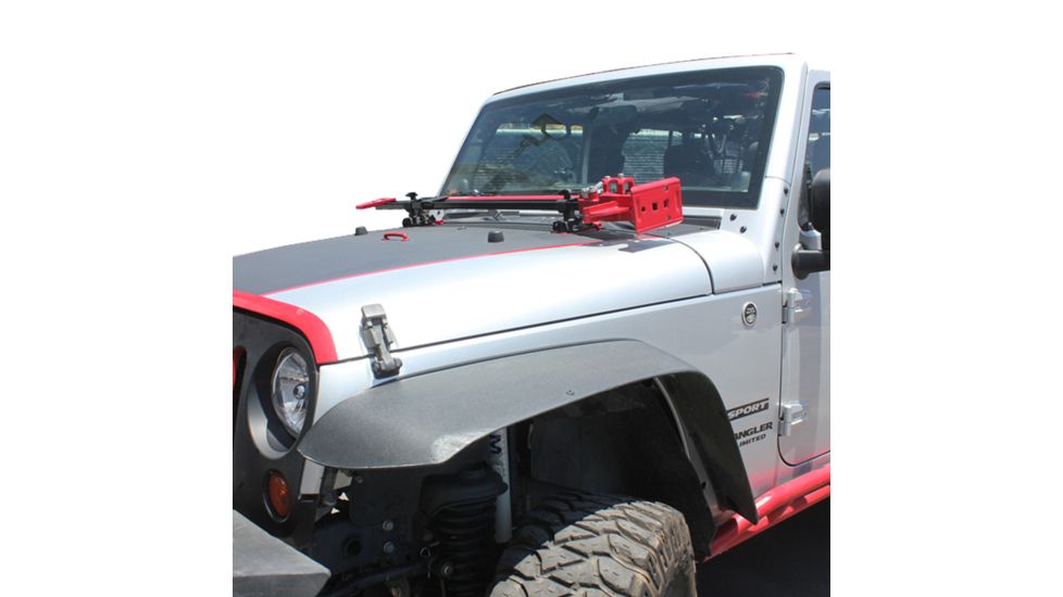 Tuff Stuff Overland Hood Hinge Jack Mount for 07-18 Jeep Wrangler JK, Black, NSN N, TS-SFJHM-JK