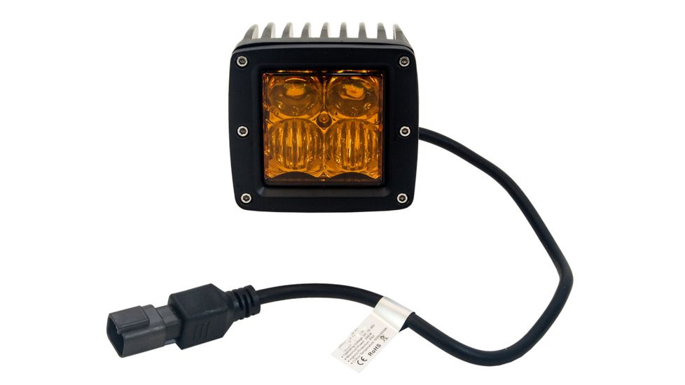 Tuff Stuff Overland LED Cube Amber Spotlight, 2x2 inch, Dust/Fog/Spot Beam, 20 Watt, 1860 Lumens, Amber, NSN N, TS-LED-2X2-DF-AMB
