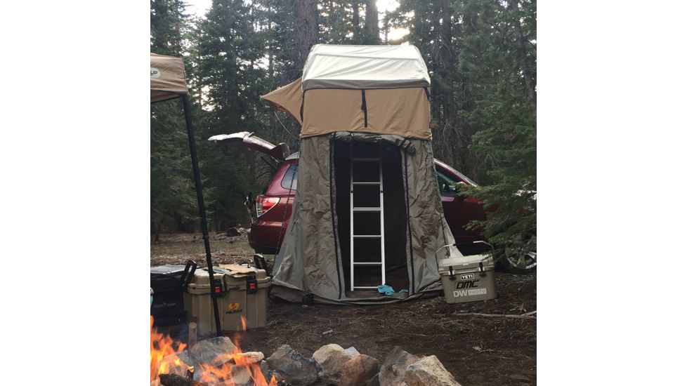 Tuff Stuff Overland Rooftop Tent &amp; Annex Room 3 Person Ranger Overland Sand, Sand Tent/Black Cover, NSN N, TS-RTT-ANX-RAN