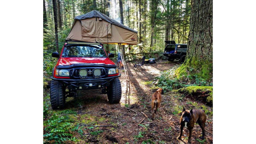 Tuff Stuff Overland Rooftop Tent &amp; Annex Room 3 Person Ranger Overland Sand, Sand Tent/Black Cover, NSN N, TS-RTT-ANX-RAN