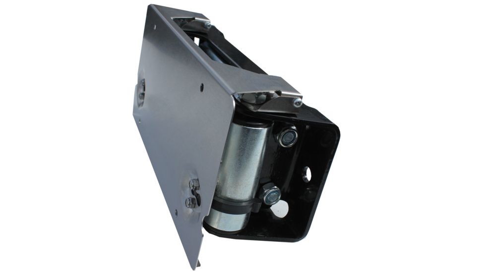 Tuff Stuff Overland Stainless Roller Fairlead Flip-up License Plate Bracket, Black/Silver, NSN N, TS-SLPH