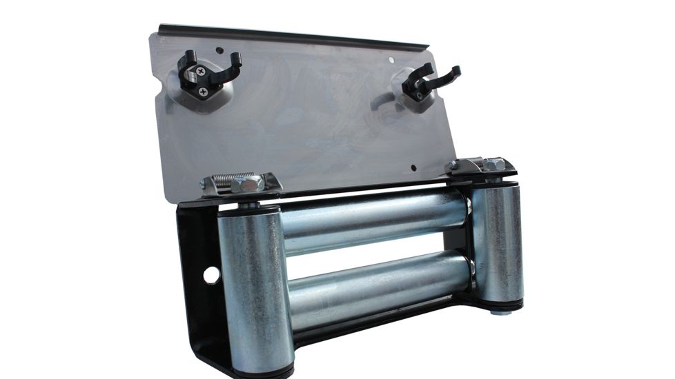 Tuff Stuff Overland Stainless Roller Fairlead Flip-up License Plate Bracket, Black/Silver, NSN N, TS-SLPH
