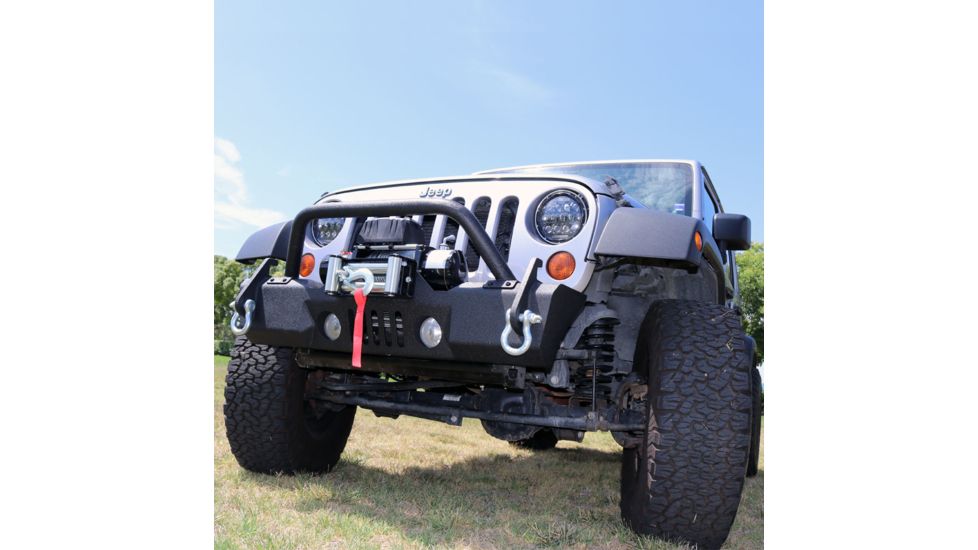 Tuff Stuff Overland Stubby Front Winch Bumper for 07-18 Jeep Wrangler JK, Matte, Black, NSN N, TS-FB-JK-STB