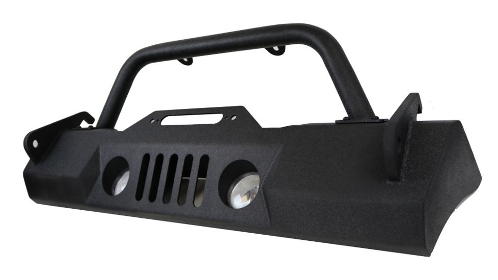 Tuff Stuff Overland Stubby Front Winch Bumper for 07-18 Jeep Wrangler JK, Matte, Black, NSN N, TS-FB-JK-STB