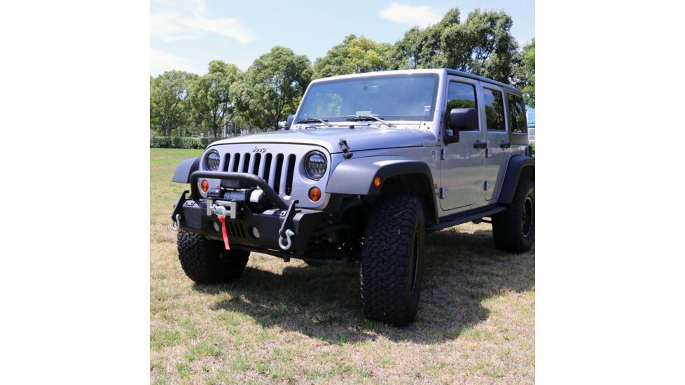 Tuff Stuff Overland Stubby Front Winch Bumper for 07-18 Jeep Wrangler JK, Matte, Black, NSN N, TS-FB-JK-STB