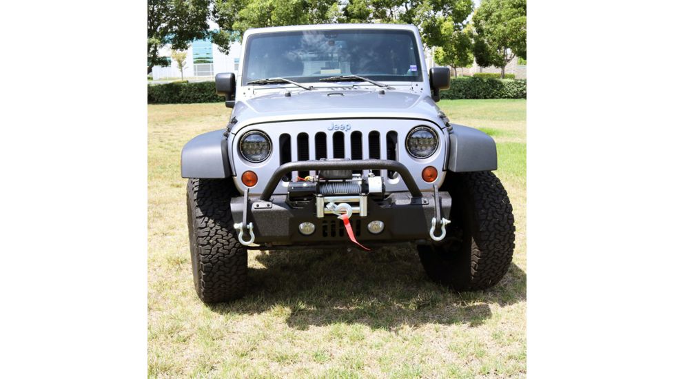 Tuff Stuff Overland Stubby Front Winch Bumper for 07-18 Jeep Wrangler JK, Matte, Black, NSN N, TS-FB-JK-STB