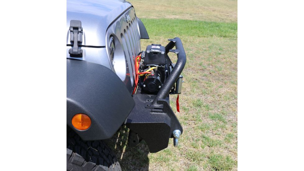 Tuff Stuff Overland Stubby Front Winch Bumper for 07-18 Jeep Wrangler JK, Matte, Black, NSN N, TS-FB-JK-STB